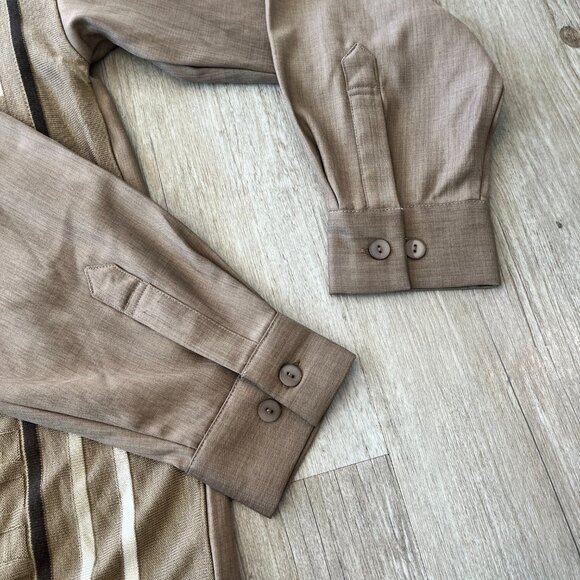 Mens Silversilk Luxe Brown/Tan Button Up Shirt - XL - Picture 4 of 6